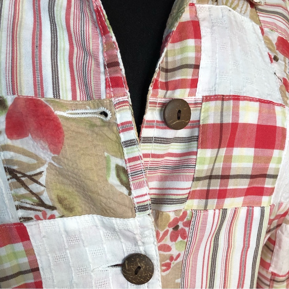 Quilted patchwork shacket w/ 3/4 length sleeves K… - image 4